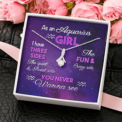 As an Aquarius Girl I Have Three Sides the Quite and The Sweet Side Alluring Pendant Necklace