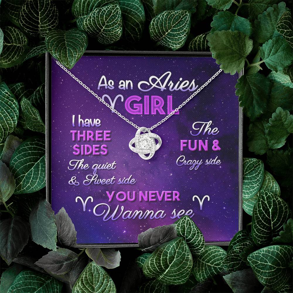 As an Aries Girl I Have Three Sides the Quite and The Sweet Side Love Knot Pendant Necklace
