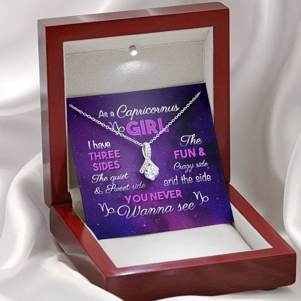 As a Capricornus Girl I Have Three Sides the Quite and The Sweet Side Alluring Pendant Necklace