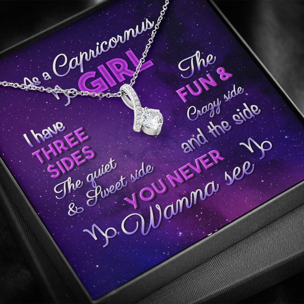 As a Capricornus Girl I Have Three Sides the Quite and The Sweet Side Alluring Pendant Necklace