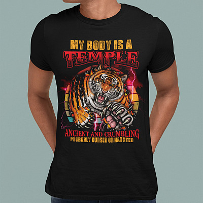 Alternative view of My Body Is A Temple Ancient And Crumbling Probably Cursed or Haunted Shirt - Old People Shirt
