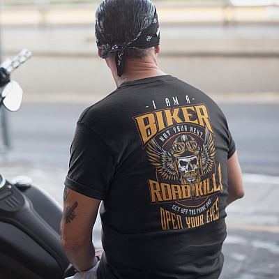 Alternative view of I Am A Biker Not Your Next Road Kill Get Off The Phone And Open Your Eyes T-shirt
