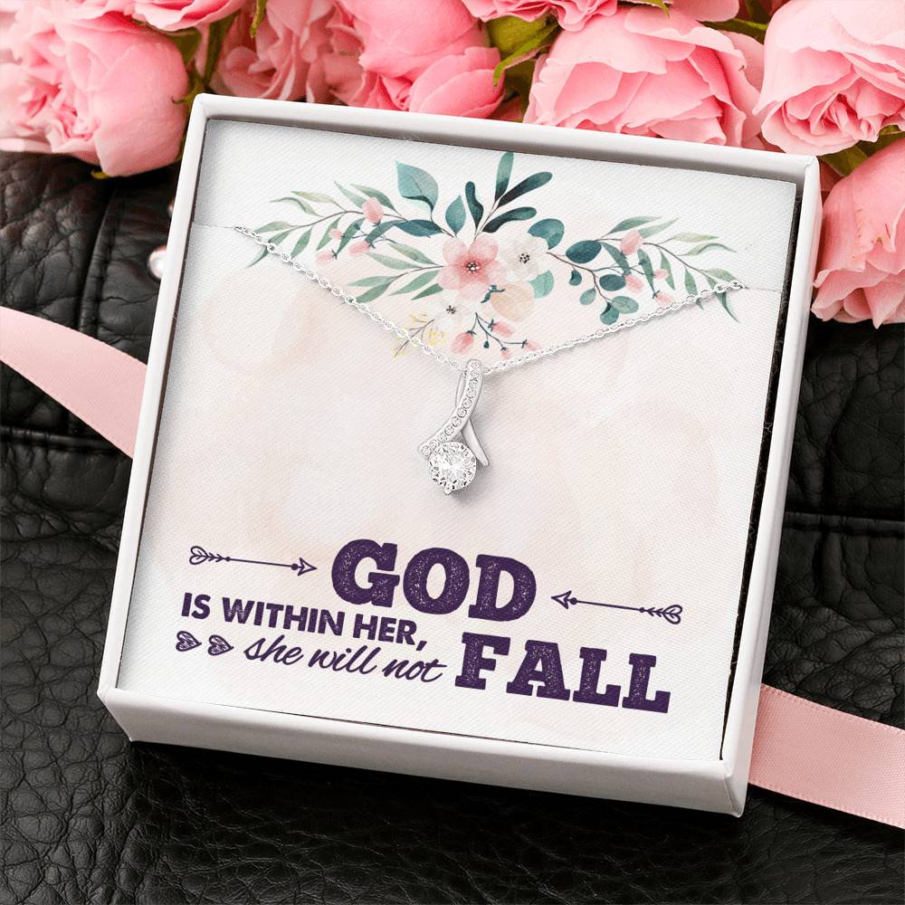 God is Within Her She Will Not Fall Alluring Pendant Necklace