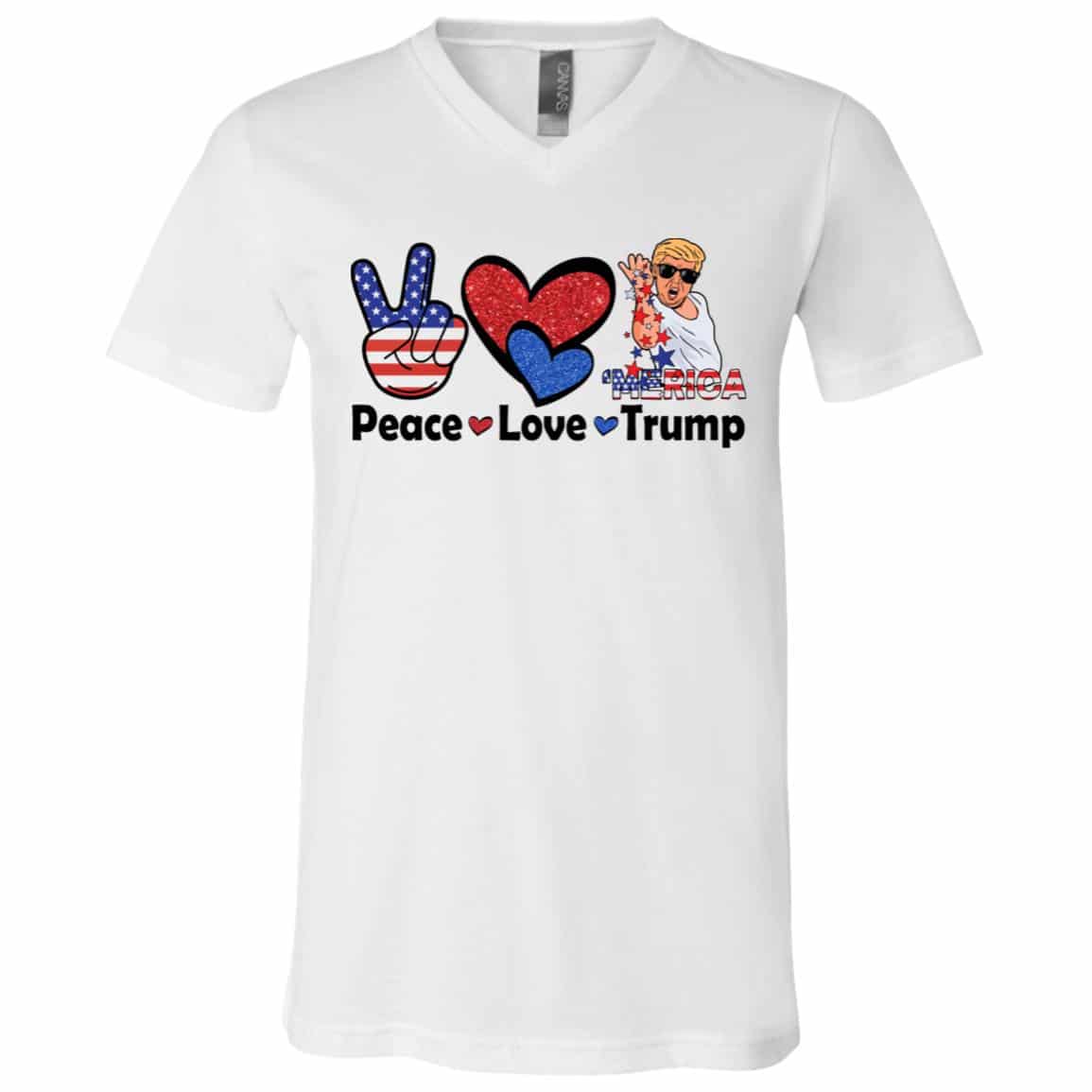 Peace Trump t, White, V-Neck T-Shirt