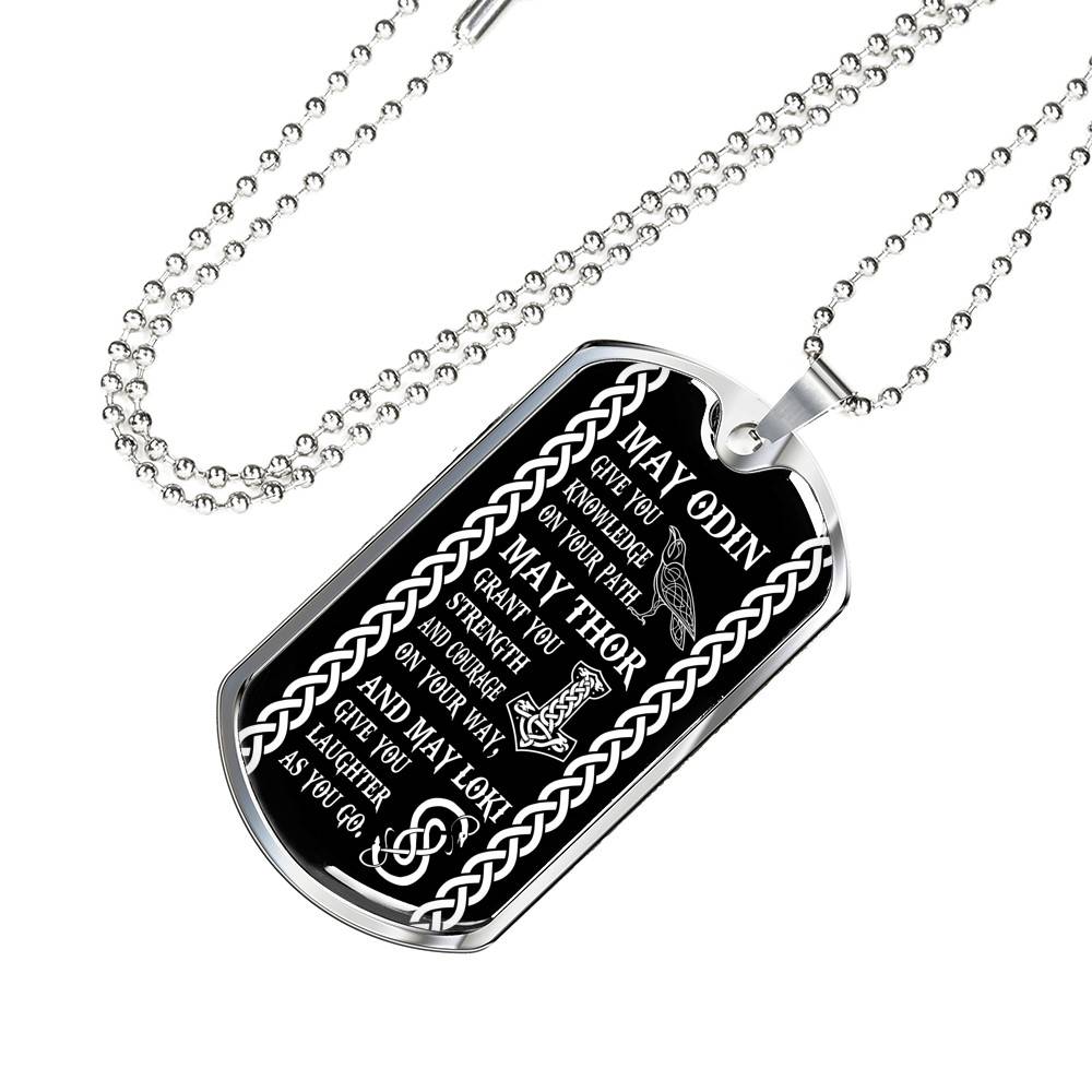 May Odin Give Me Knowledge On My Path Dog Tag Pendant Necklace - Nordic Vikings Necklace - Viking Gifts