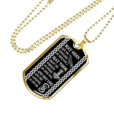 May Odin Give Me Knowledge On My Path Dog Tag Pendant Necklace - Nordic Vikings Necklace - Viking Gifts