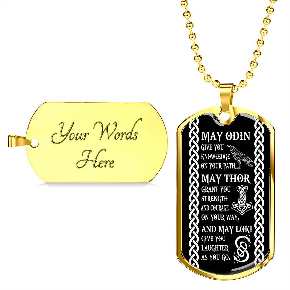 May Odin Give Me Knowledge On My Path Dog Tag Pendant Necklace - Nordic Vikings Necklace - Viking Gifts