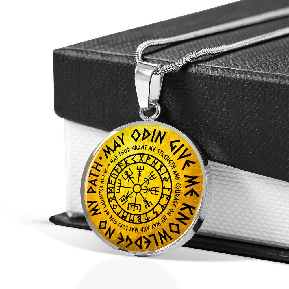 May Odin Give Me Knowledge On My Path Circle Pendant Necklace - Nordic Vikings Necklace - Viking Gifts