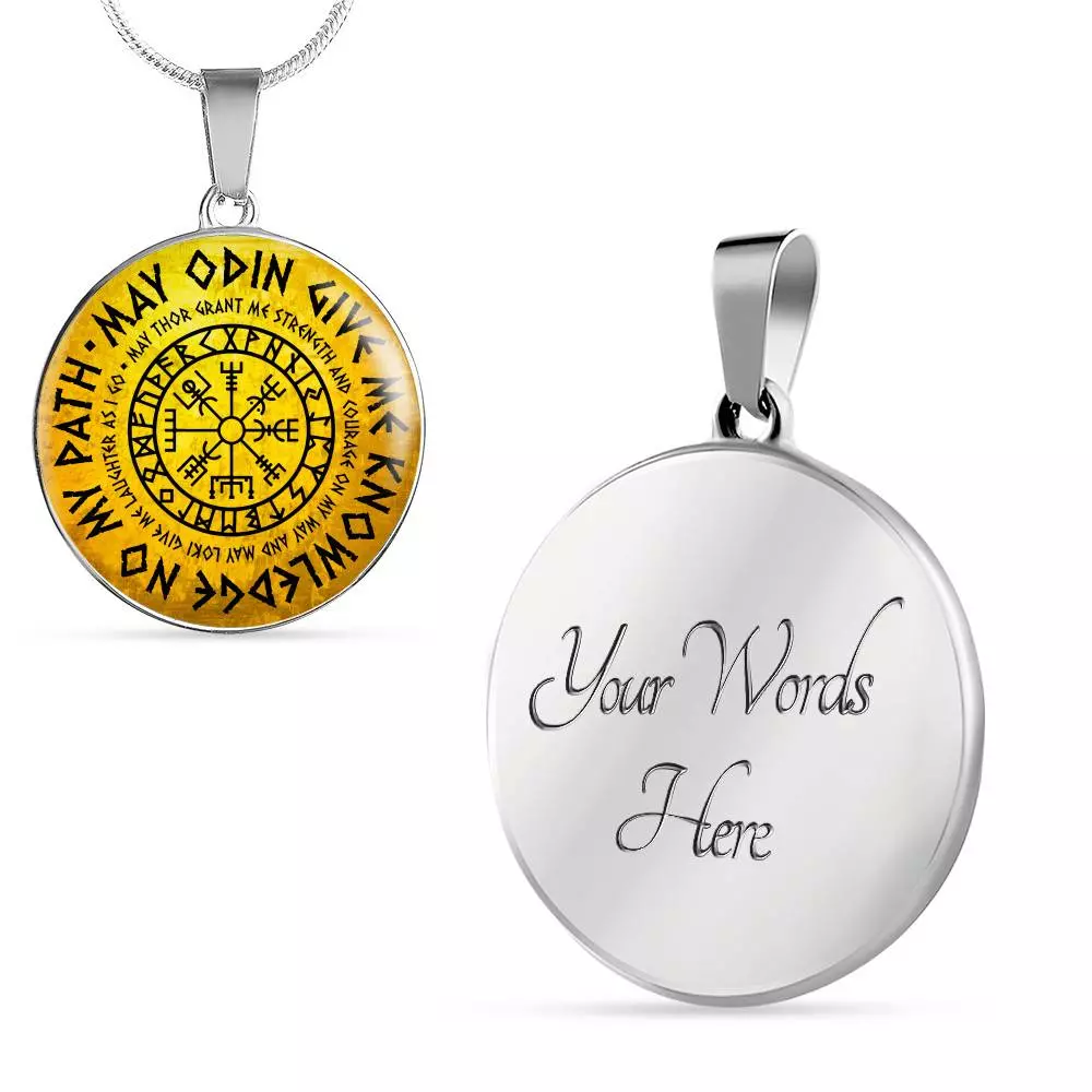 May Odin Give Me Knowledge On My Path Circle Pendant Necklace - Nordic Vikings Necklace - Viking Gifts