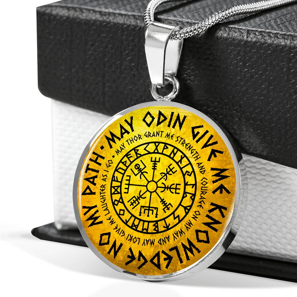May Odin Give Me Knowledge On My Path Circle Pendant Necklace - Nordic Vikings Necklace - Viking Gifts