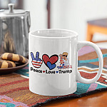 Peace Love Trump Funny Fourth of July Coffee Mug - Beer Stein - Water Bottle - Color Changing Mug
