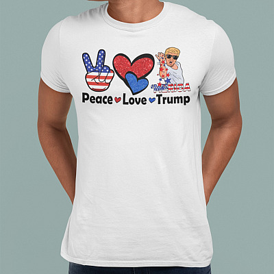 Alternative view of Peace Love Trump Funny Fourth of July T-Shirt - V-Neck Tee - Youth Tee