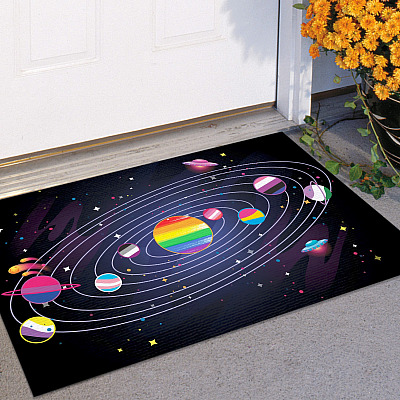 LGBT Planets Doormat - Outdoor Indoor Doormat - LGBT Space Doormat