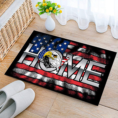 Home American Flag Doormat - Outdoor Indoor Doormat - 4th Of July Doormat