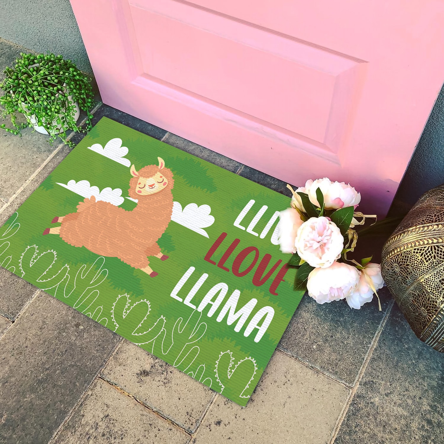 5HP. Llive Llove Llama Doormat mockup 4