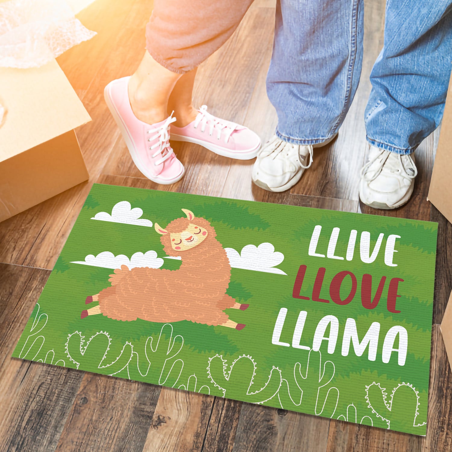 5HP. Llive Llove Llama Doormat mockup 6