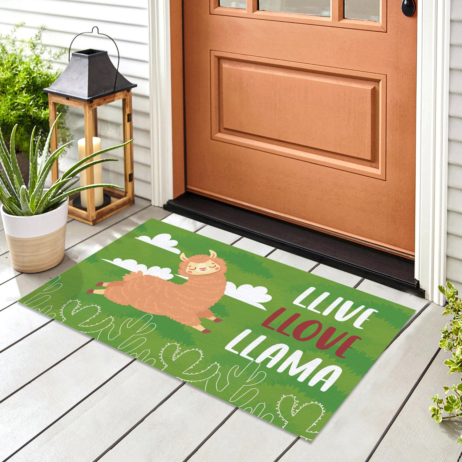 5HP. Llive Llove Llama Doormat mockup 8
