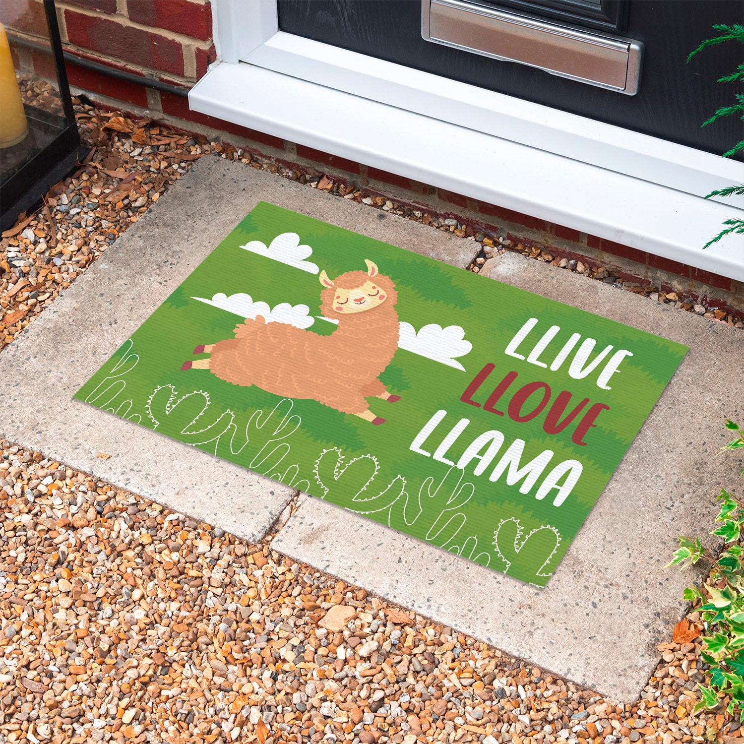 5HP. Llive Llove Llama Doormat mockup 10