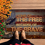 Home Of The Free Because Of The Brave Doormat - Outdoor Indoor Doormat