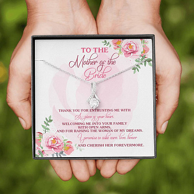 To The Mother Of The Bride Thank You For Entrusting Me Alluring Beauty Necklace - Mother in Law Wedding Gift