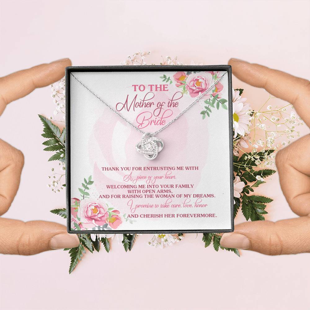 To The Mother Of The Bride Thank You For Entrusting Me Love Knot Necklace - Mother In Law Gifts From Groom To The Mother Of The Bride Thank You For Entrusting Me Love Knot Necklace - Mother In Law Gifts From Groom