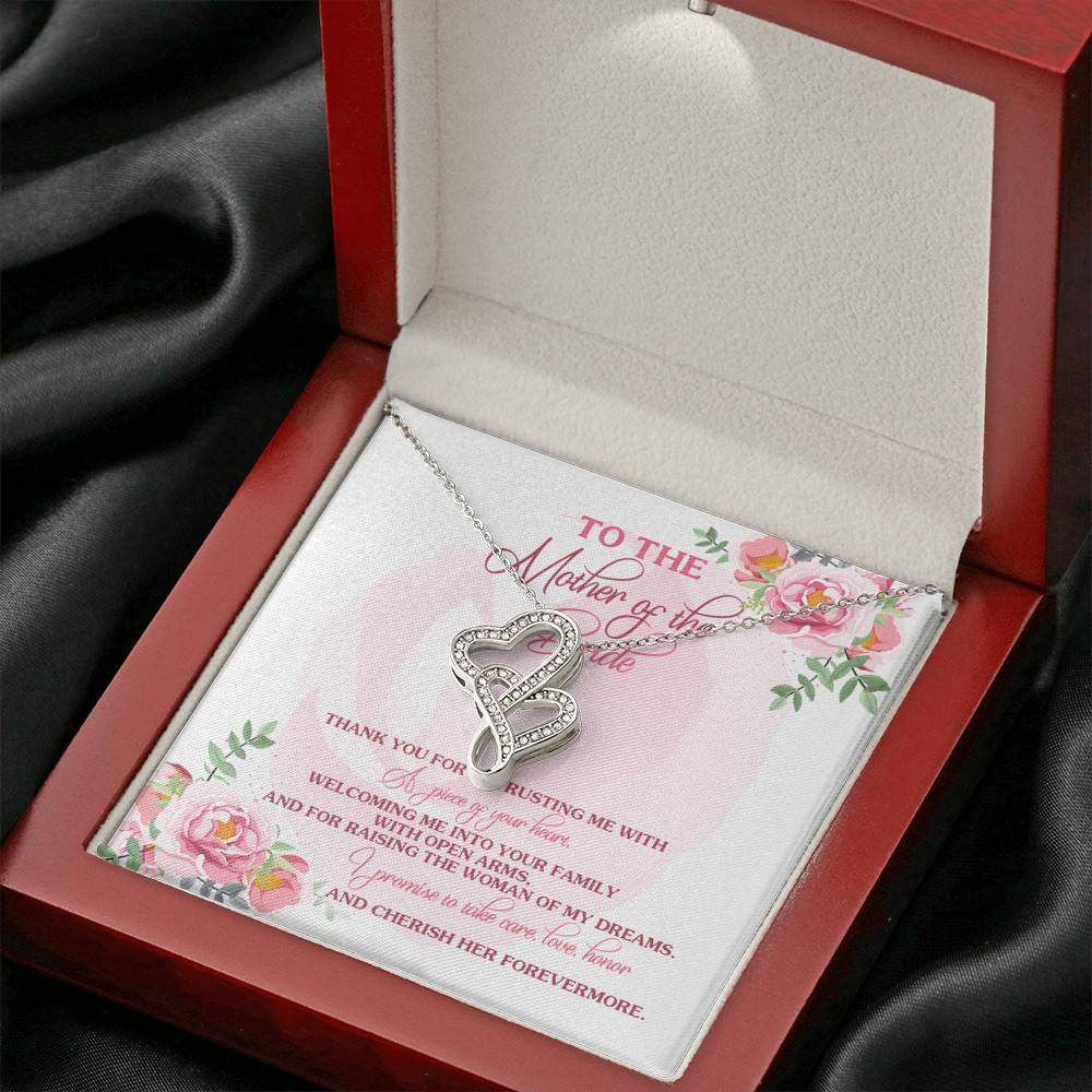 To The Mother Of The Bride Thank You For Entrusting Me Double Hearts Necklace - Mother In Law Gift From Groom