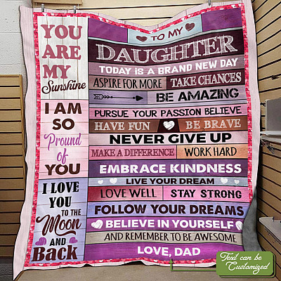 Alternative view of Personalized to My Daughter Gift Today Is a Brand New Day Fleece Blanket - Sherpa Blanket - Woven Blanket