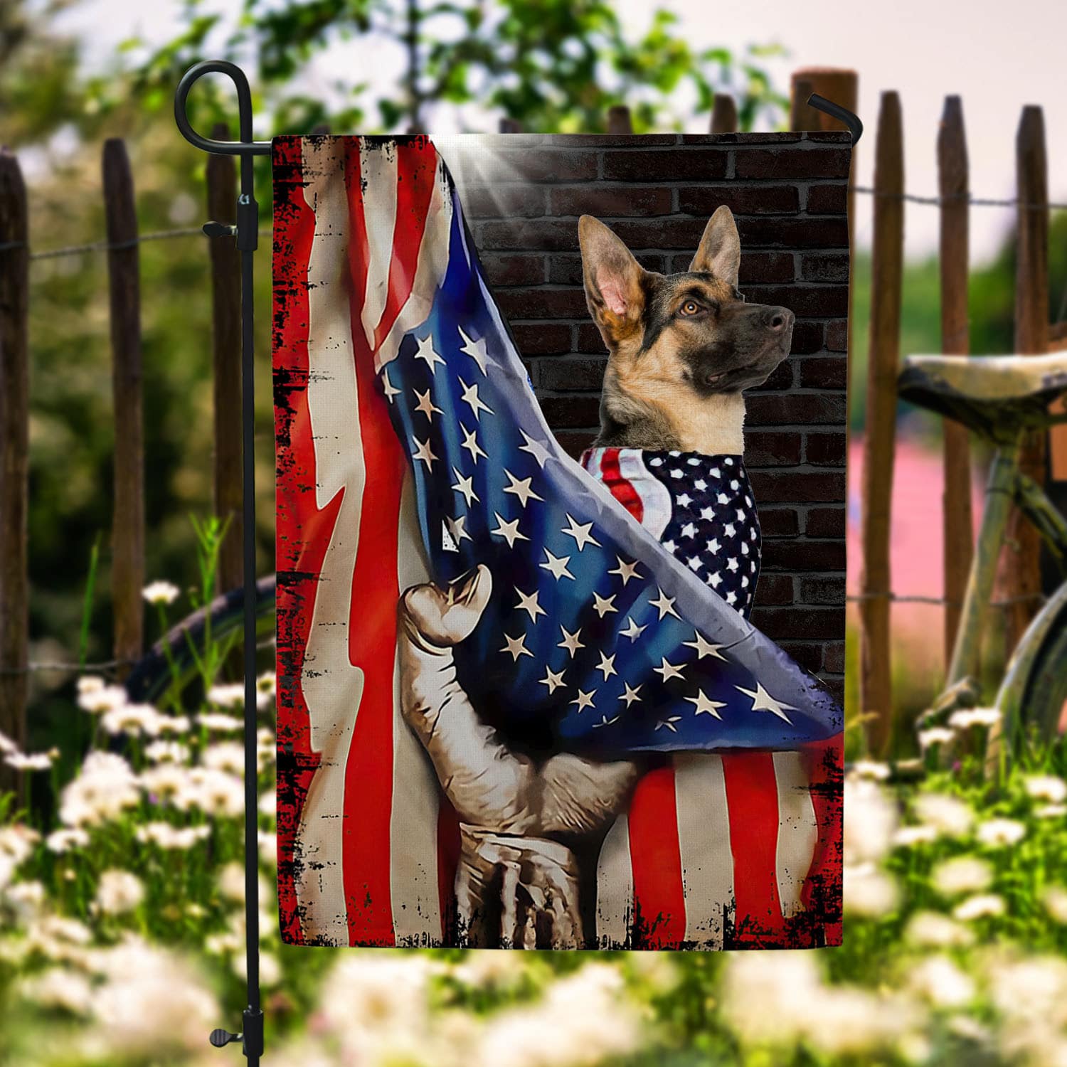 4O. American Dog-Sample Design Garden Flag Mockup 6
