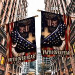 2HP. Faith Over Fear FLAG House Flag Mockup 2 Side-1