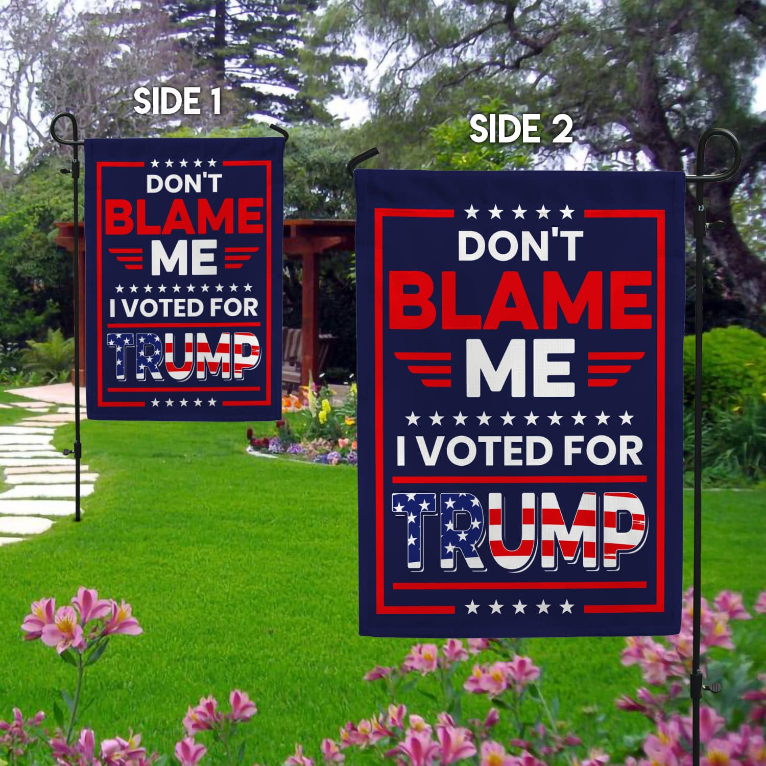 13HG. Voted For Trump FLAG (4) Garden Flag Mockup 2 Side-1