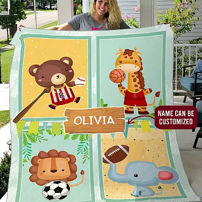 Personalized Future All Sports Fleece Blanket - Mink Sherpa Blanket - Woven Blanket