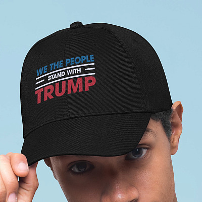 Alternative view of We the People Stand with Trump Support Trump Twill Cap - High-Profile Snapback Hat - Trucker Hat