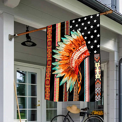 Native American Indian Tribal American Flag Garden Flag - Indigenous House Flag