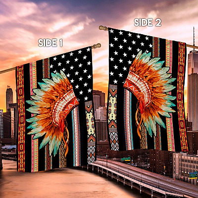 Alternative view of Native American Indian Tribal American Flag Garden Flag - Indigenous House Flag