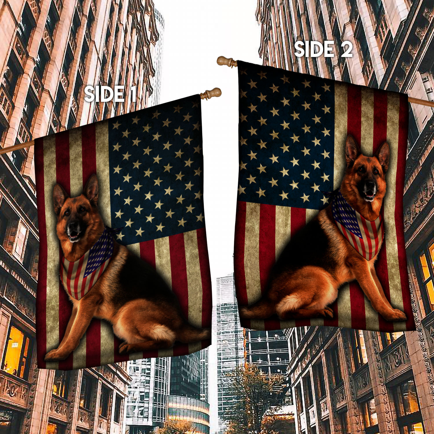 1VT. German Sherpherd AF Flag House Flag Mockup 2 Side-1