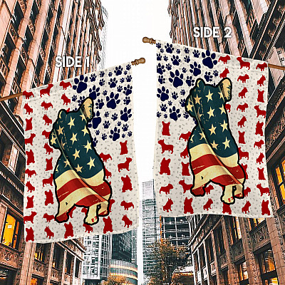 Alternative view of French Bulldog American Outdoor House Flag - 4th Of July Home Garden Flag - US Patriot Flag - Patriotic Home Decor