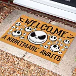 Nightmare Jack Skellington Welcome a Nightmare Awaits Halloween Doormat - Funny Halloween Indoor Outdoor Doormat
