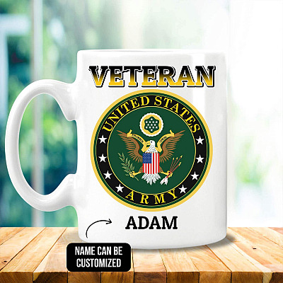 Alternative view of Personalized Veteran Coffee Mug - Beer Stein - Water Bottle - Color Changing Mug - Us Veteran Mug