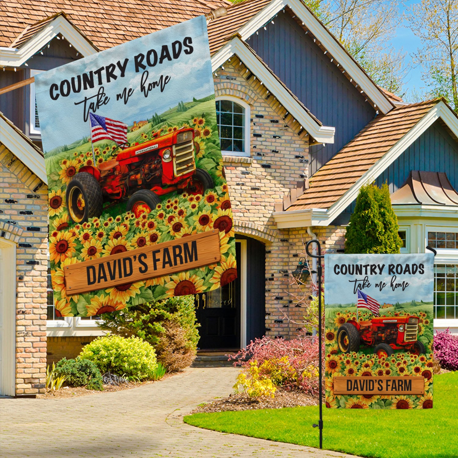 3VT. Country Roads Take Me Home sample design Garden & House Mockup 3