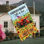 3VT. Country Roads Take Me Home sample design House Flag Mockup 4