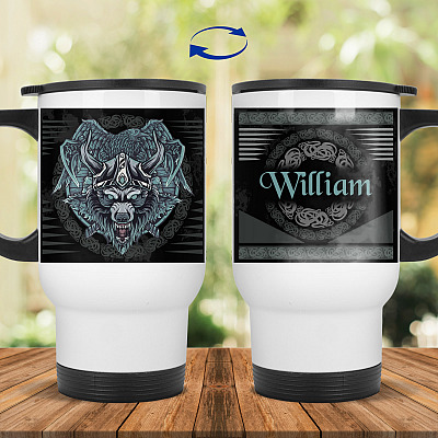 14 oz. White Travel Mug