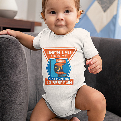 Alternative view of Damn Lag Took Me Nine Months to Respawn Baby Onesie - Baby Infant Bodysuit