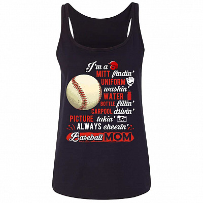 Baseball Mom I'm Mitt Tank, Black, Ladies Tank Top