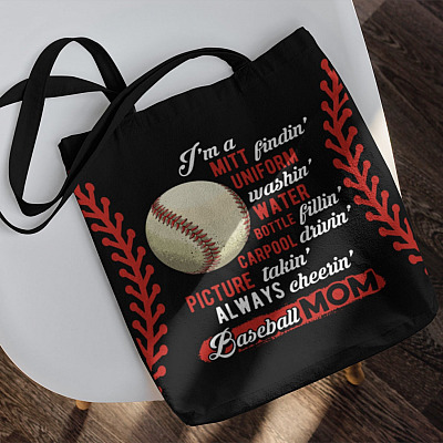 Alternative view of Baseball Mom I'm Mitt Findin' Uniform Washin' All Over Print Tote Bag - Shoulder Bag - Shopping Bag