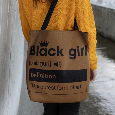 Alternative view of Black Girl Definition All Over Print Tote Bag - Shoulder Bag - Reusable Grocery Shopping Bag