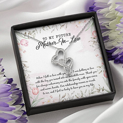 To My Future Mother In Law I Feel So Lucky To Have You In My Life Double Hearts Necklace - Mother-In-Law Gifts