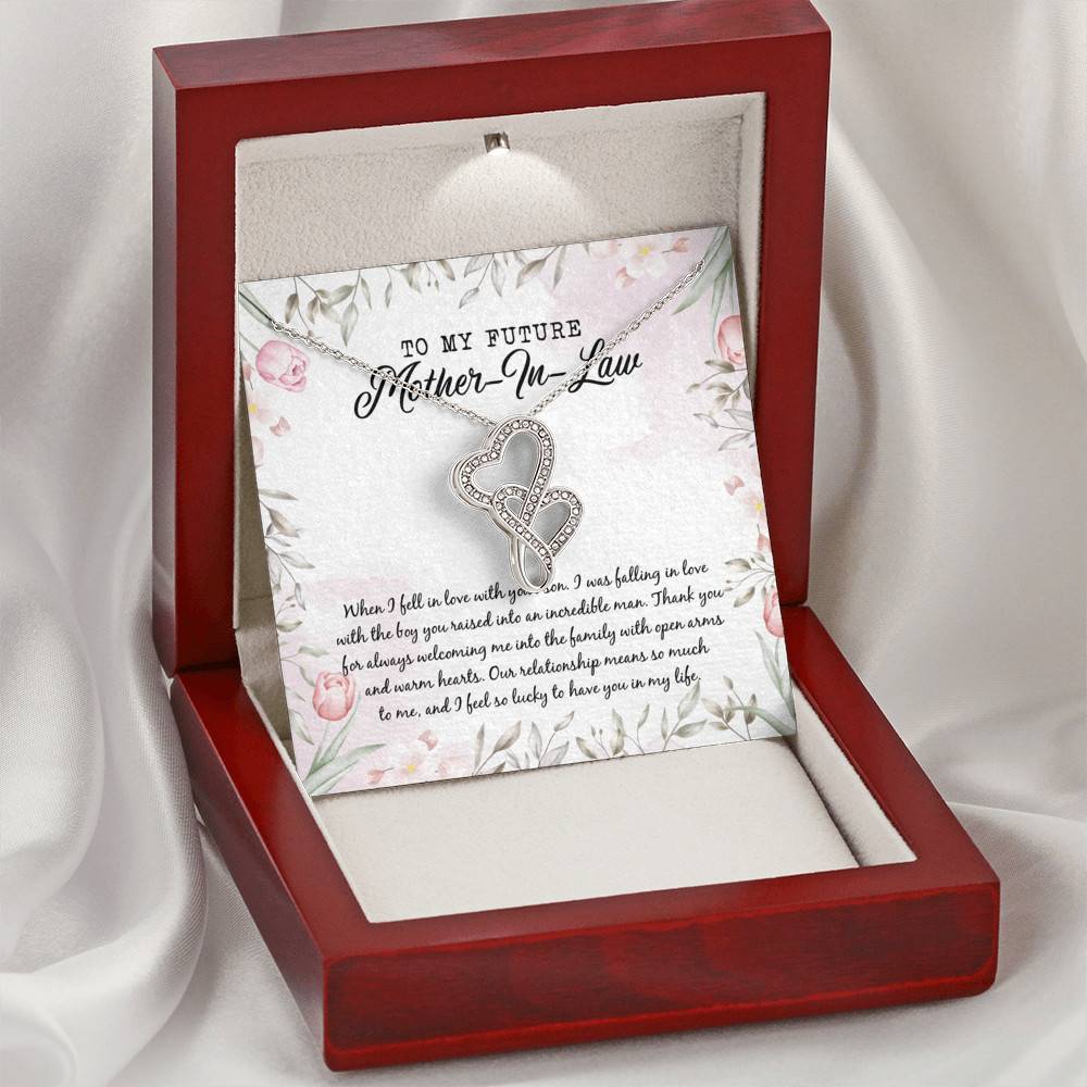 To My Future Mother In Law I Feel So Lucky To Have You In My Life Double Hearts Necklace - Mother-In-Law Gifts To My Future Mother In Law I Feel So Lucky To Have You In My Life Double Hearts Necklace - Mother-In-Law Gifts