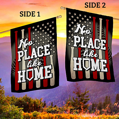 Alternative view of There’s No Place Like Home Baseball Flag - In This Baseball Family Baseball Life Lessons House Garden Flag