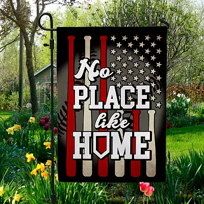 There’s No Place Like Home Baseball Flag - In This Baseball Family Baseball Life Lessons House Garden Flag
