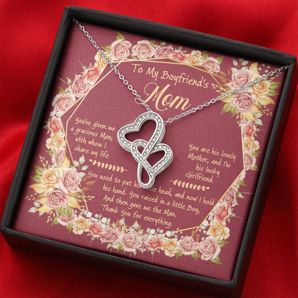 To My Boyfriend's Mom You've Given Me A Gracious Man Double Hearts Necklace - Mother In Law Necklace Jewelry